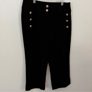 Chico's Black Style Navy Capris with Gold Buttons